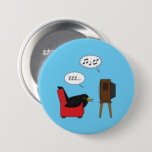 Blackbird Sleeping voor de tv-strip Ronde Button 7,6 Cm (Voorkant /achterkant)