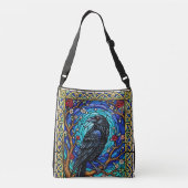 Blackbird Stained Glass Corvid Raven Crossbody Tas (Achterkant)