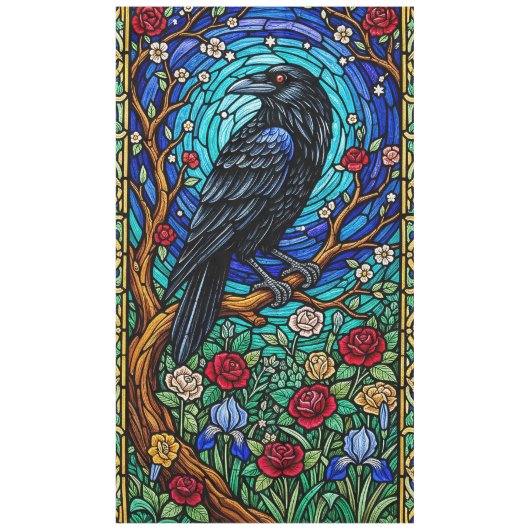 Blackbird Stained Glass Corvid Raven Tafelkleed (Voorkant)