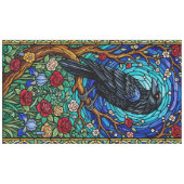 Blackbird Stained Glass Corvid Raven Tafelkleed (Voorkant (Horizontaal))