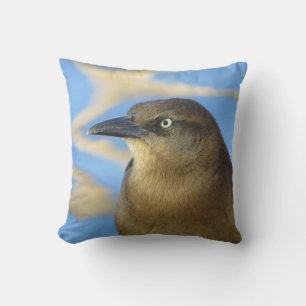 Blackbird Stare Foto met Blue Water Natuur Kussen