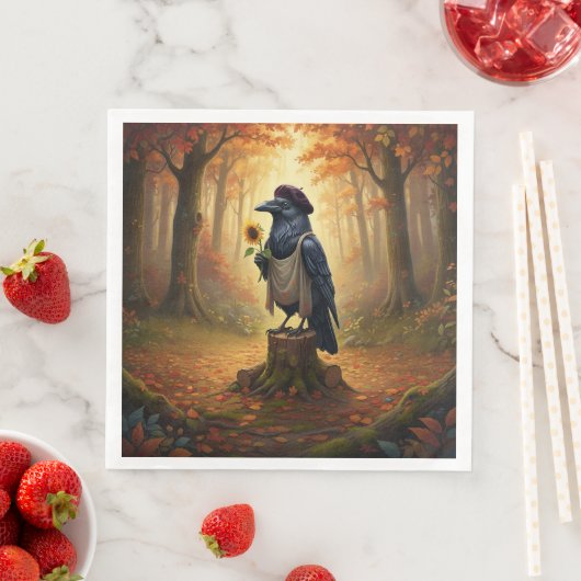 Blackbird The Artful Corvid Raven Party Servet (Insitu)