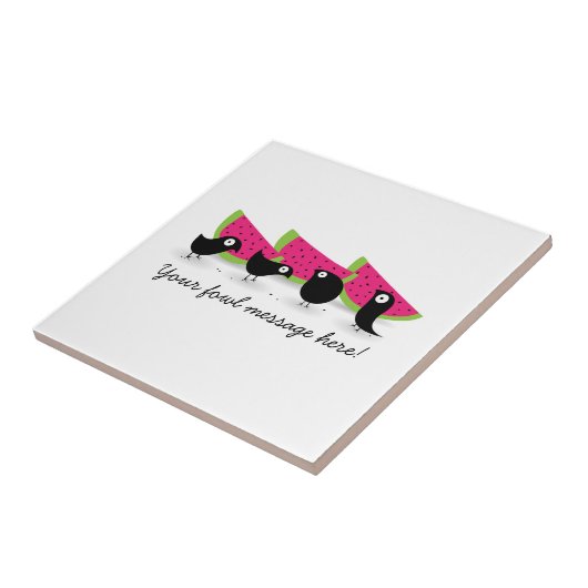 Blackbird Watermelon Picnic Tegeltje (Zijkant)