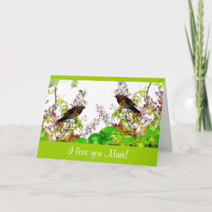 Blackbirds en Rosehips Moederdag Kaart