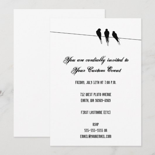 Blackbirds Silhouette on Wire Kaart (Voorkant / Achterkant)