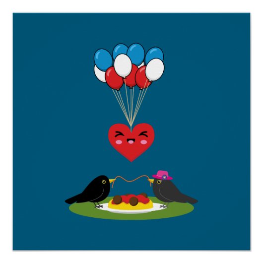 Blackbird's Spaghetti Meatballs Valentine's Date Perfect Poster (Voorkant)