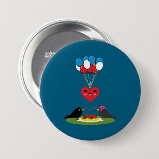 Blackbird's Spaghetti Meatballs Valentine's Date Ronde Button 7,6 Cm (Voorkant /achterkant)