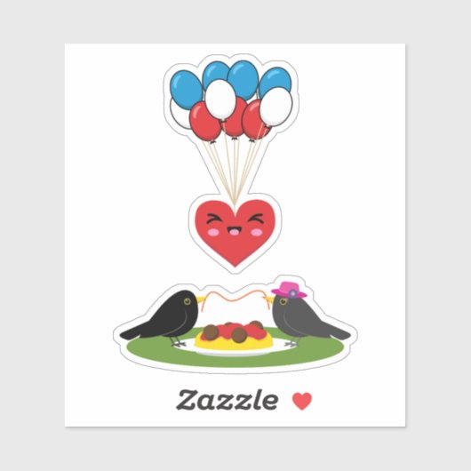 Blackbird's Spaghetti Meatballs Valentine's Date Sticker (Vel)