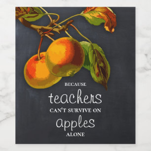 Blackboard Apple Teacher Appreciation Wine Label Wijn Etiket