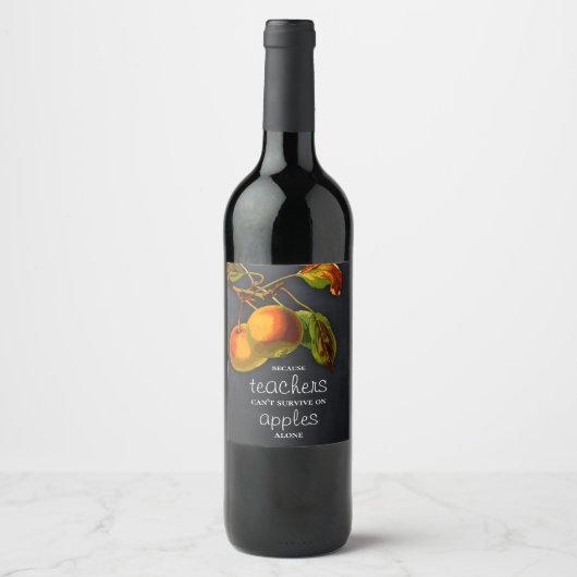 Blackboard Apple Teacher Appreciation Wine Label Wijn Etiket (Voorkant)