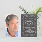 Blackboard Birthday Photo Invitation Kaart (Staand voorkant)