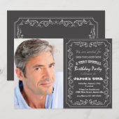 Blackboard Birthday Photo Invitation Kaart (Voorkant / Achterkant)