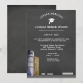 Blackboard Books Teacher Afstuderen Invitation Kaart (Voorkant / Achterkant)