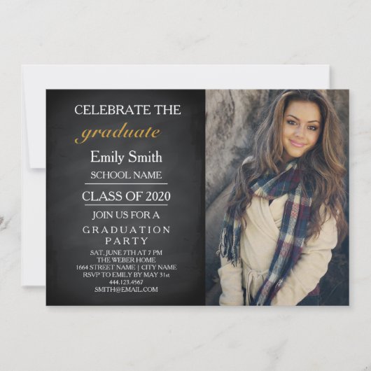 Blackboard Chalkboard Celebrate Graduation Party Kaart (Voorkant)