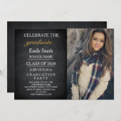 Blackboard Chalkboard Celebrate Graduation Party Kaart (Voorkant / Achterkant)