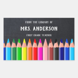 Blackboard Colored Pencils Teacher Library Rechthoekige Sticker