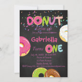 Blackboard DONUT Grow Up First Birthday Party Kaar Kaart (Voorkant)