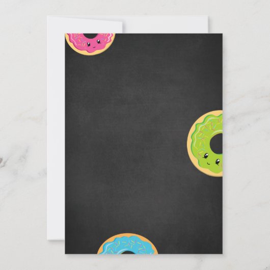 Blackboard DONUT Grow Up First Birthday Party Kaar Kaart (Achterkant)