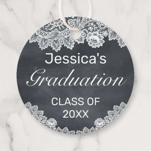 Blackboard en White Lace Afstuderen Dank je Bedankjes Labels (Achterkant)