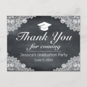 Blackboard en White Lace Afstuderen Dank je Briefkaart (Voorkant)