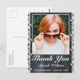 Blackboard en White Lace Afstuderen Foto Bedankt Briefkaart
