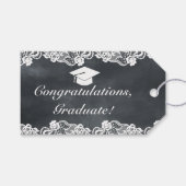 Blackboard en White Lace Afstuderen gefeliciteerd Cadeaulabel (Voorkant (Horizontaal))