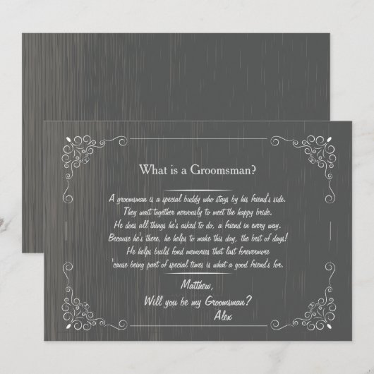 Blackboard Groomsman Request Kaart (Voorkant / Achterkant)