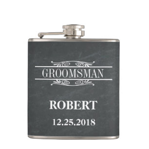 Blackboard Groomsman Wedding Hip Flask Heupfles