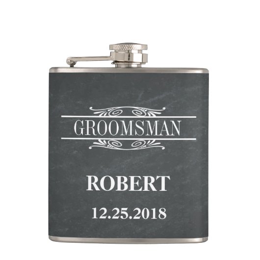 Blackboard Groomsman Wedding Hip Flask Heupfles (Voorkant)