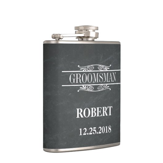 Blackboard Groomsman Wedding Hip Flask Heupfles (Rechts)