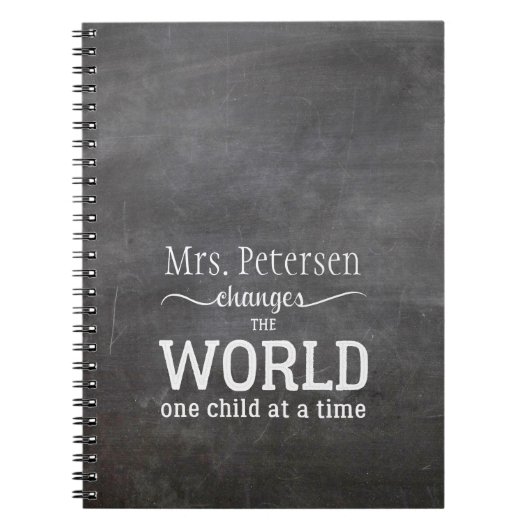 Blackboard leraar naam wit script citaat notitieboek (Voorkant)