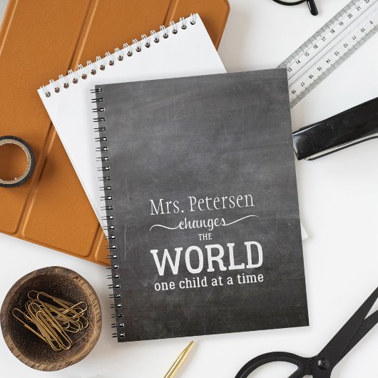 Blackboard leraar naam wit script citaat notitieboek