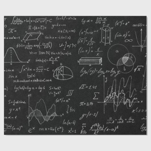 Blackboard met wetenschappelijke formules en cadeaupapier (Vlak)