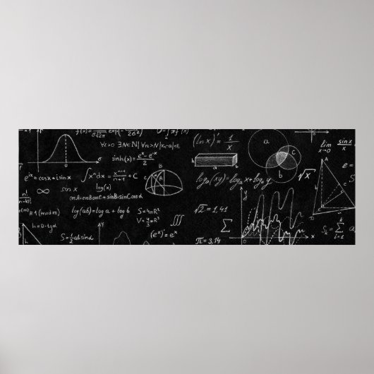 Blackboard met wetenschappelijke formules en poster (Voorkant)