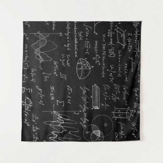 Blackboard met wetenschappelijke formules en wandkleed (Voorkant (horizontaal))