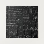 Blackboard met wetenschappelijke formules en wandkleed (Voorkant)