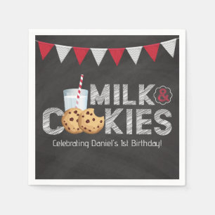  Blackboard Milk and Cookies Birthday Party Servet