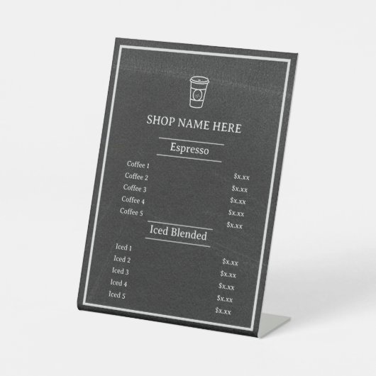 Blackboard | Minimalistisch kanaalmenu Café Reclamebord Met Voetstuk (Voorkant)