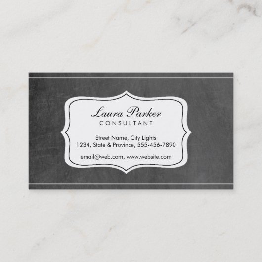 Blackboard Monogram Elegant Subtiel Visitekaartje (Voorkant)