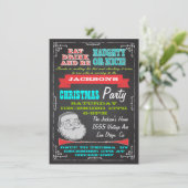 Blackboard Naughty of Nice kerstparty nodigt Kaart (Staand voorkant)