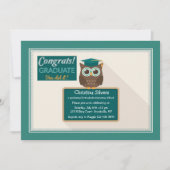Blackboard Owl Afstuderen Invitation Kaart (Voorkant)