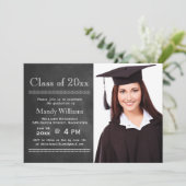 Blackboard Photo Afstuderen Invitation Kaart (Staand voorkant)