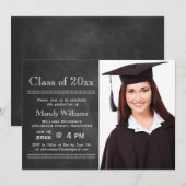 Blackboard Photo Afstuderen Invitation Kaart (Voorkant / Achterkant)