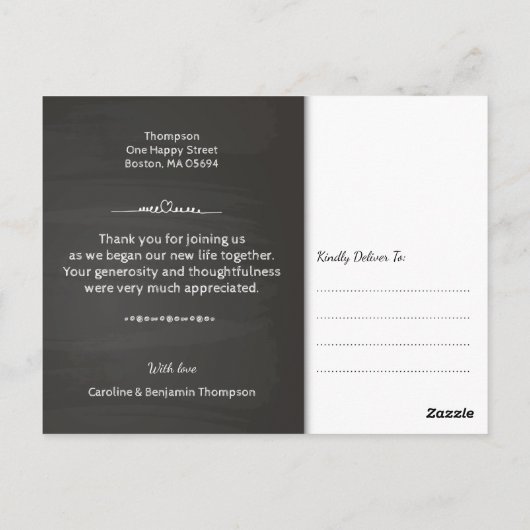 Blackboard Photo Weddenschap Bedankt Briefkaart (Achterkant)