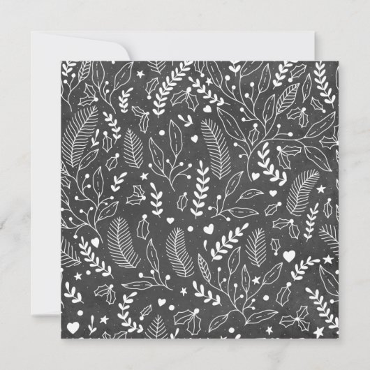 Blackboard Rustic Floral Christmas Open House Kaart (Achterkant)