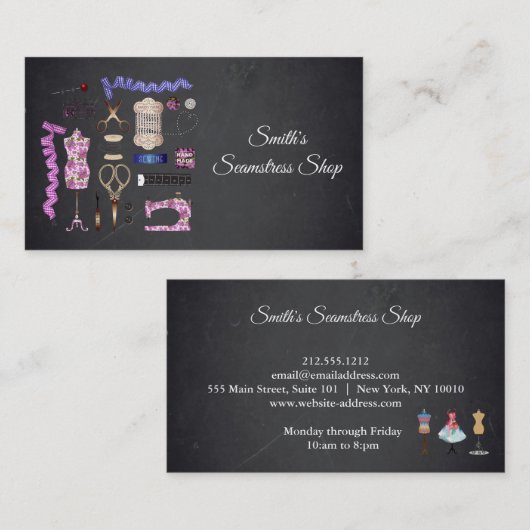  Blackboard Seamstress Visitekaartje (Voorkant / Achterkant)