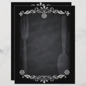 Blackboard Sketch Menu Food Fork Spoon (Voorkant / Achterkant)