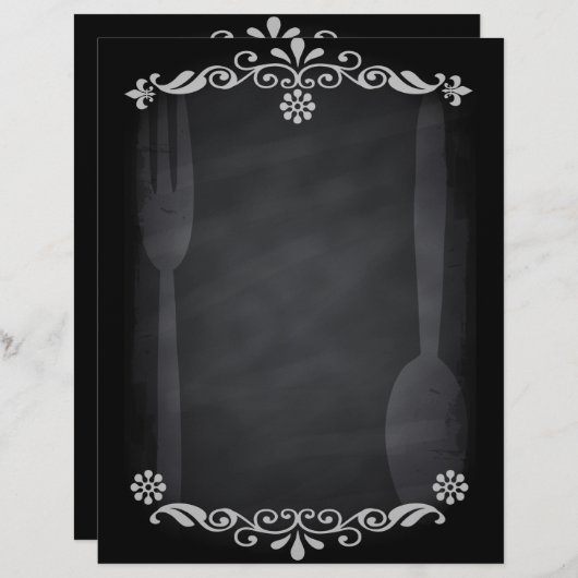 Blackboard Sketch Menu Food Fork Spoon (Voorkant / Achterkant)