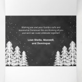 Blackboard Snowy Pine Tree Forest Holiday 6-foto Drieluik Wenskaart (Binnenkant midden)