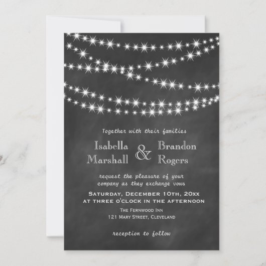 Blackboard Twinkle Lights Wedding Uitnodiging 2 (Voorkant)